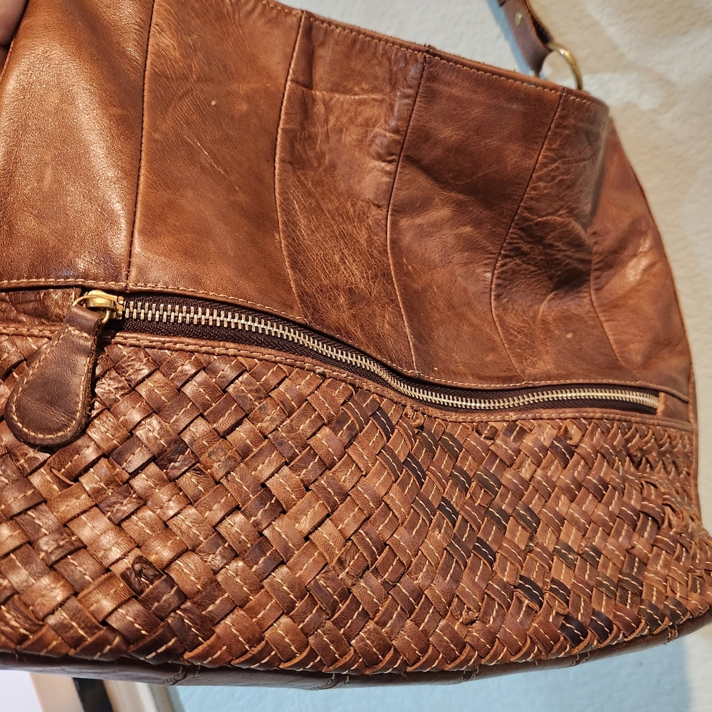 Amerileather Woven Patchwork Large Brown All Leat… - image 7